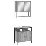 Set Mobili da Bagno | Armadio da bagno 2 pz Grigio Sonoma in Legno Multistrato
