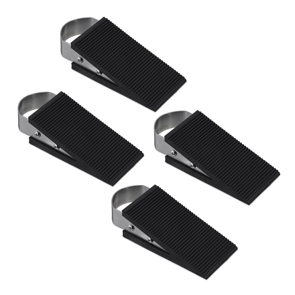 Set di 4 fermaporta antiscivolo pratici fissaggio sicuro 10 x 7 x 5 cm in gomma grigia 13_0013562