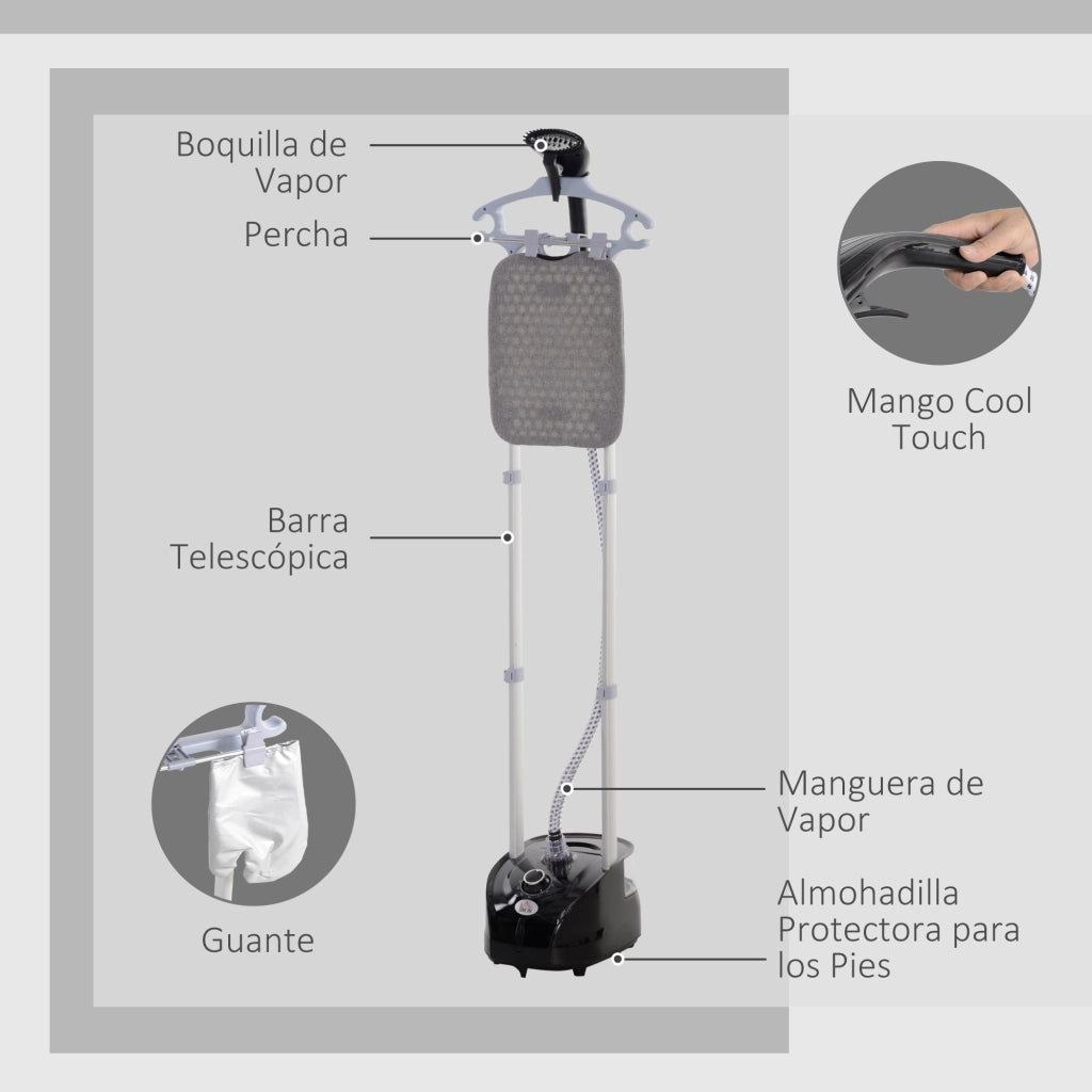 Ferro da Stiro Verticale a Vapore ¨C Minimal ¨C 1950W 2L Nero