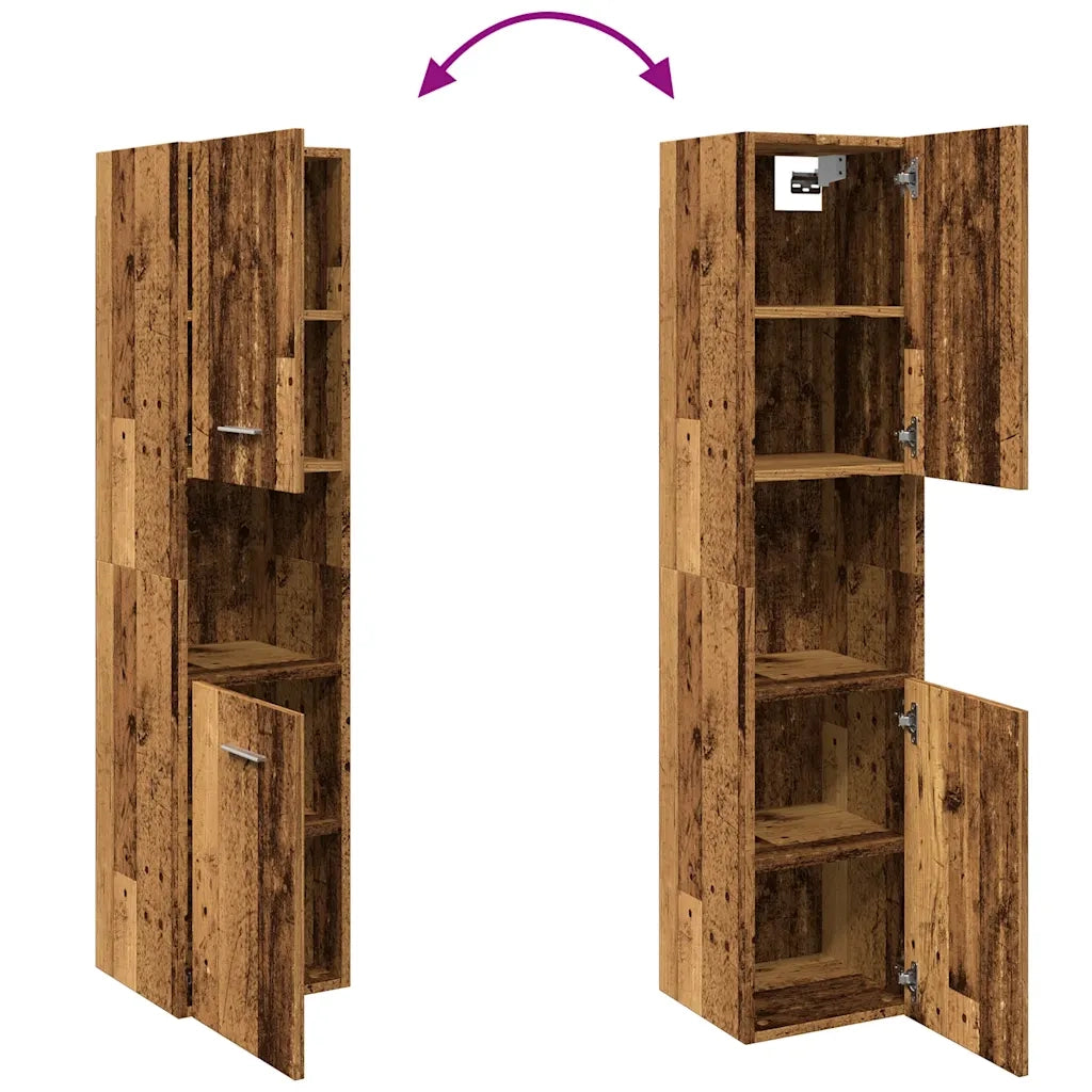 Mobiletto da bagno a parete 30 x 30 x 130 cm pratico e contemporaneo finitura in legno ingegnerizzato effetto invecchiato 02_0050805