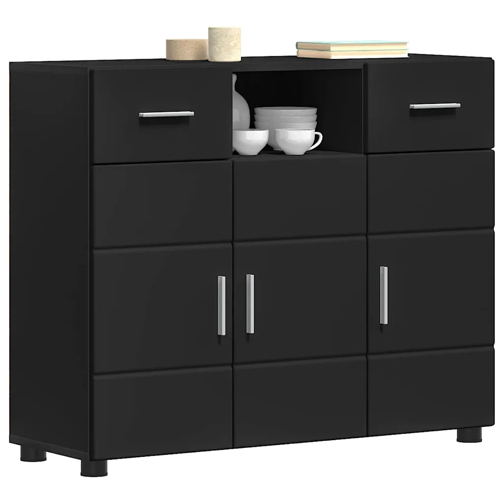 Credenza-Buffet-Armadio da cucina Nero 88,5 x 30,5 x 73 cm Legno multistrato