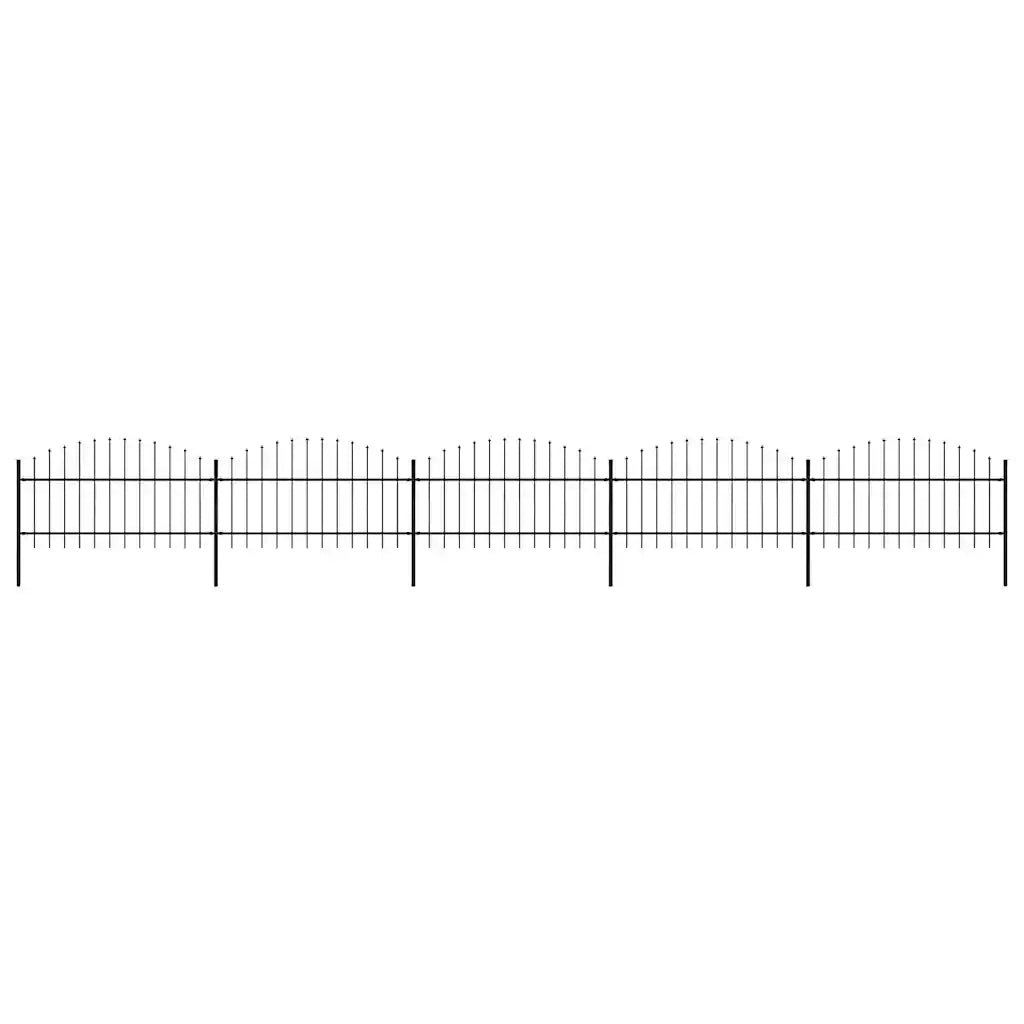 Recinzione da Giardino | Recinzione da cortile con Punta a Lancia in Acciaio 892,5x125 cm Nero