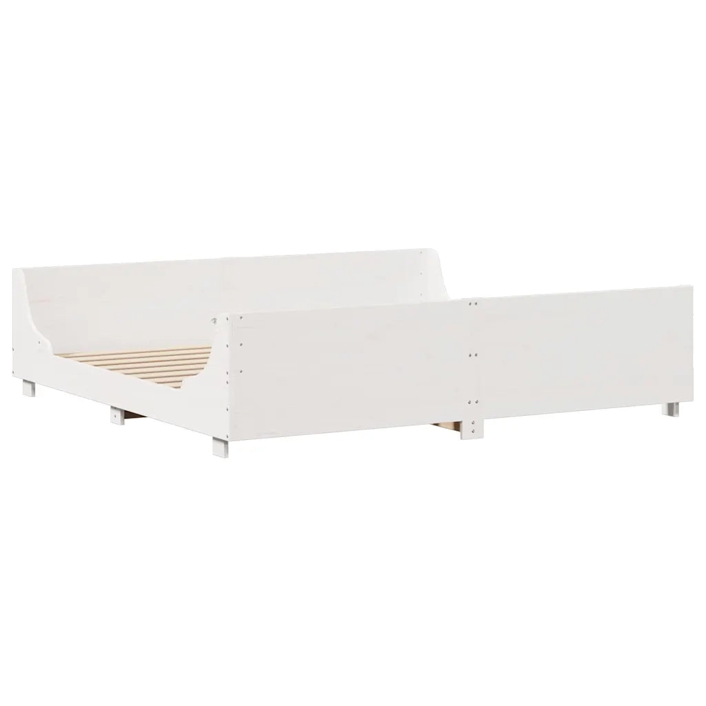Letto Libreria senza Materasso Bianco 180x200 cm Legno Massello 3323798