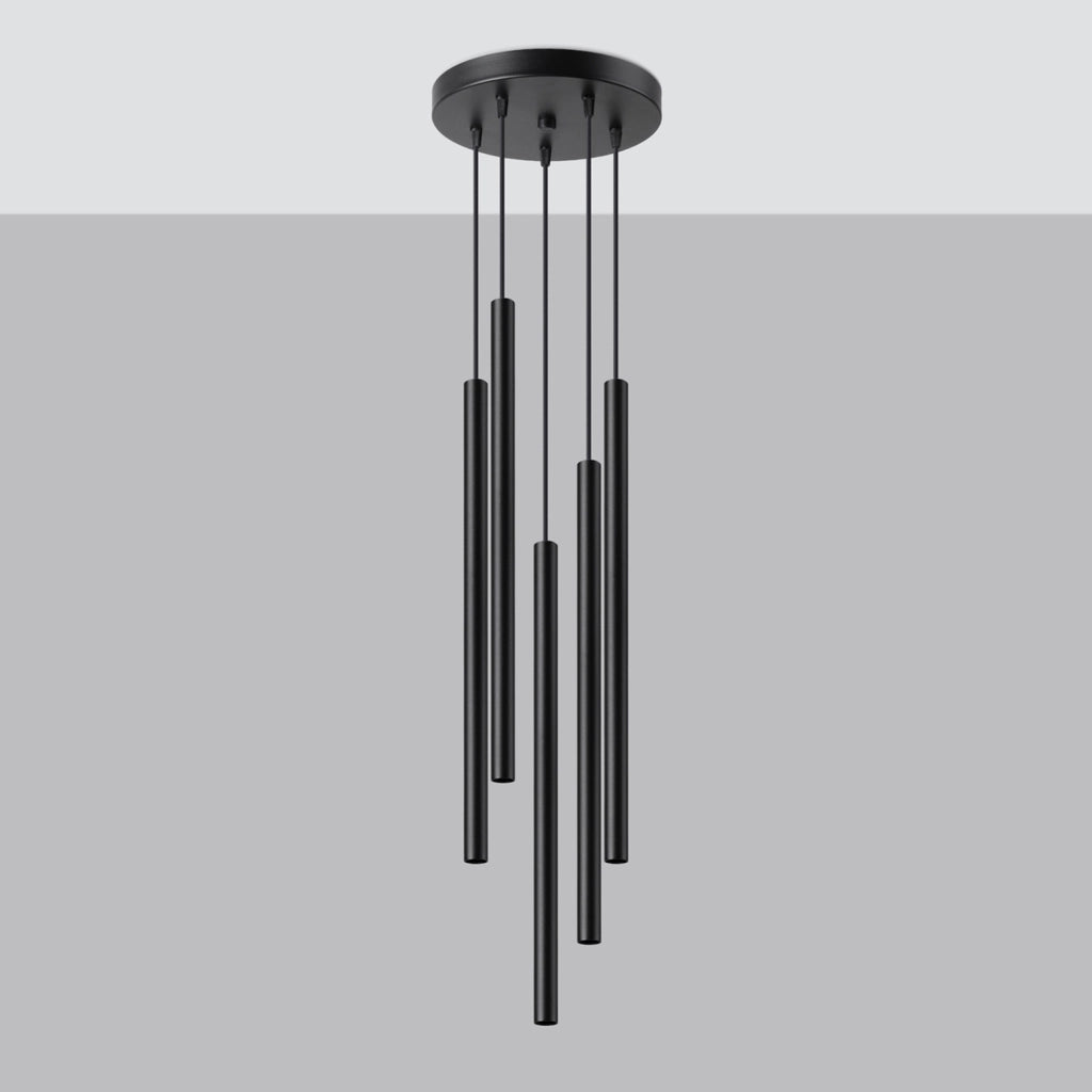 Lampada a sospensione nera 5 tubi G9 VELINO Pure Lume