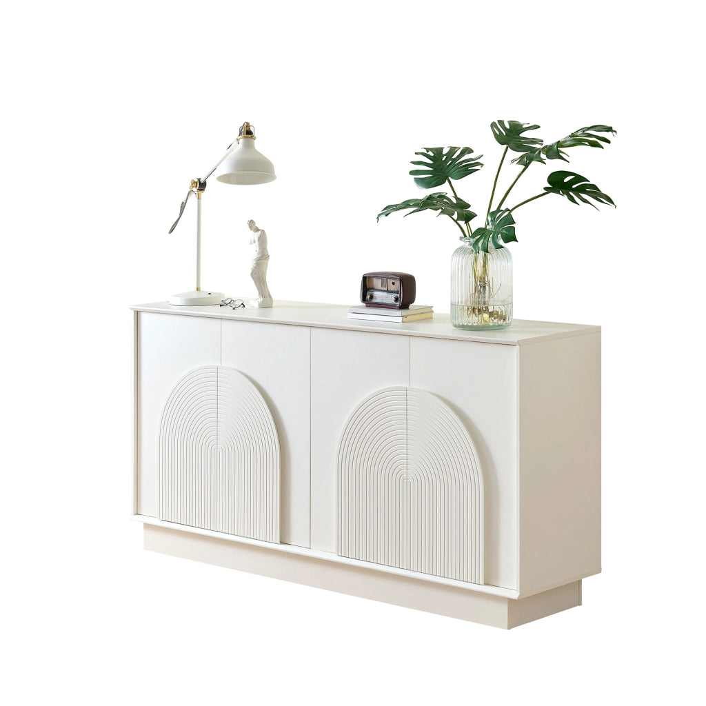 Credenza bianca con 4 ante ad arco in MDF; 160 x 38 x 80 cm