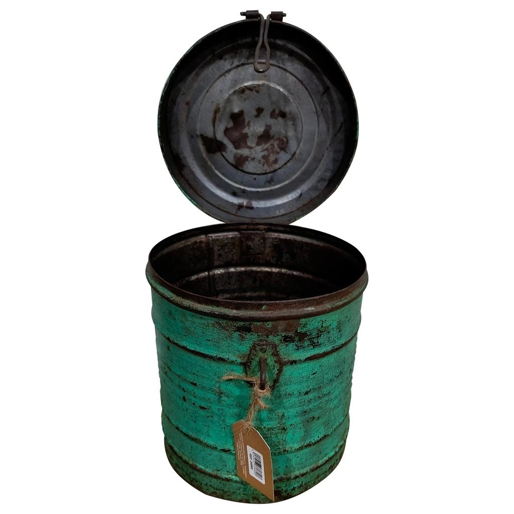 Contenitore portaoggetti in metallo verde 23x23x28h