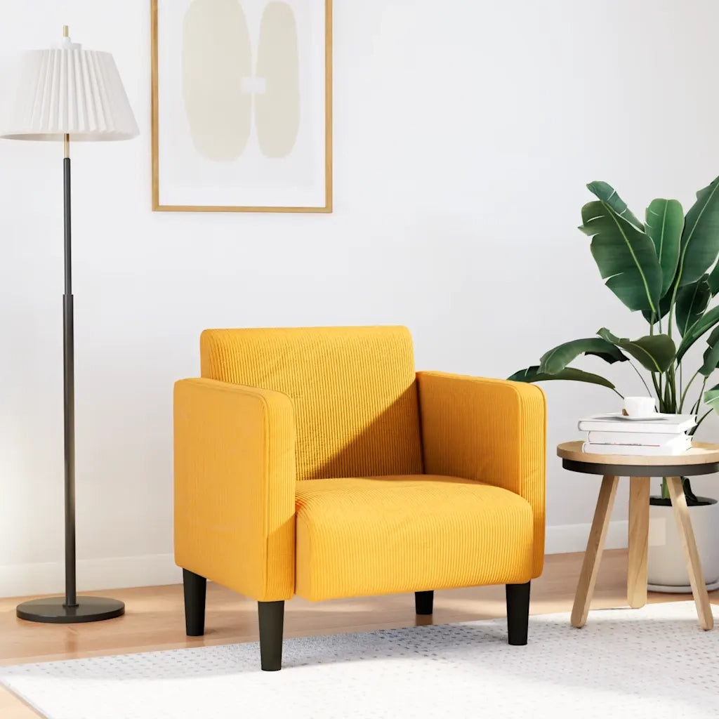 vidaXL Divano Sedia con Braccioli Giallo Chiaro 54 cm Tessuto a Coste