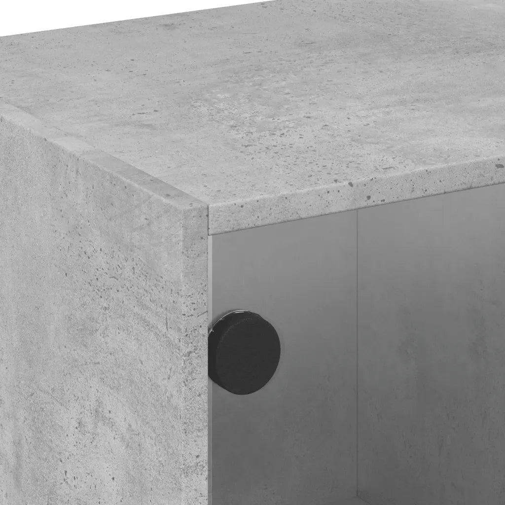 Tavolino da salotto | Tavolino da caff¨¨ | Tavolino da Soggiorno con Ante in Vetro Grigio Cemento 68x50x42cm
