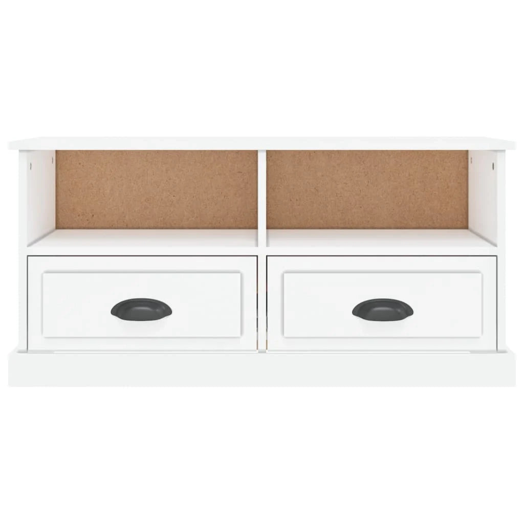 Mobile TV multimediale mensola TV credenza TV sala da pranzo soggiorno camera da letto finitura lucida 93 x 35,5 x 45 cm legno ingegnerizzato bianco 02_0027092