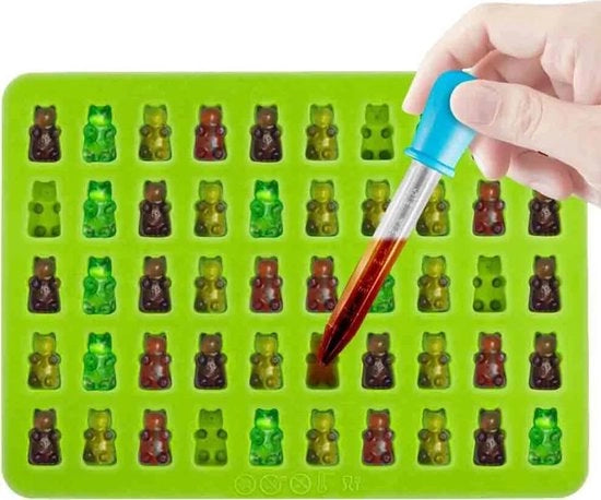 Set di 3 forme di caramella in silicone con 50 fori, adatte per la realizzazione di caramelle di gomma, gel, cioccolato, caramelle di Halloween e Natale (blu, rosso, verde).