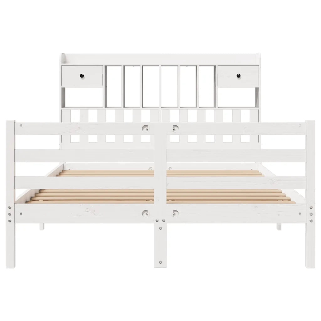 Letto Libreria senza Materasso Bianco 140x200 cm Legno di Pino 3321939