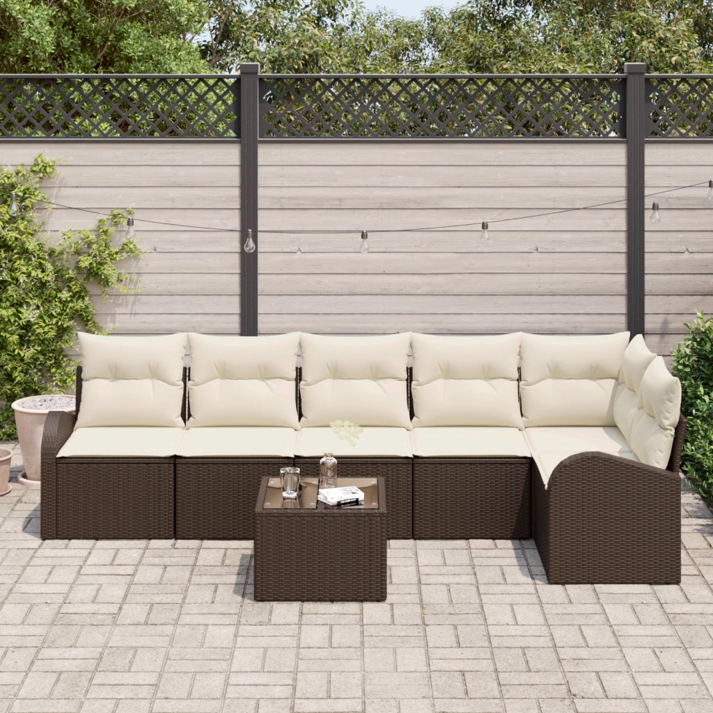 Set di divani da giardino 6 pezzi con cuscini in rattan poliestere grigio
