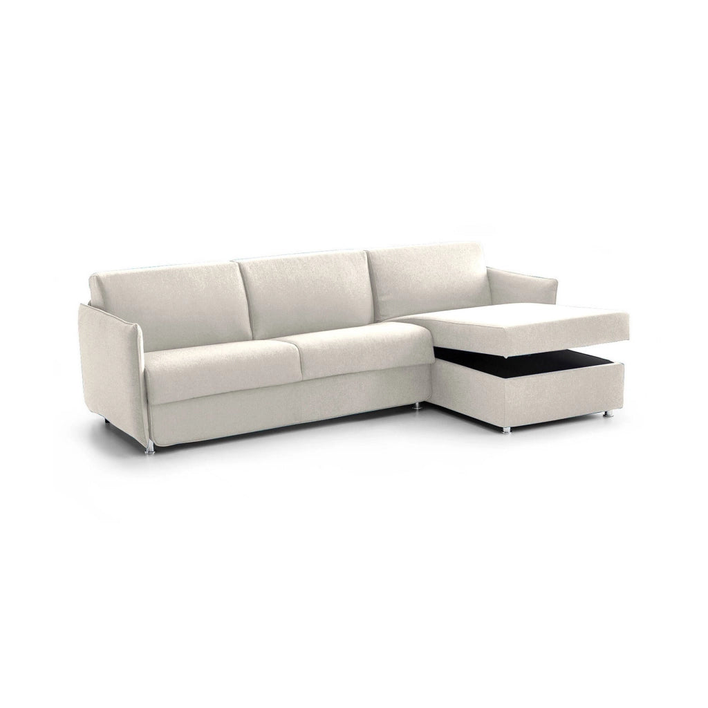 Posina, Divano Fisso con Penisola Sfoderabile Made in Italy, 260x160 cm Beige