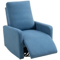 Poltrona Relax Reclinabile Manualmente a 135°, Girevole a 360° con Funzione Dondolo, Blu