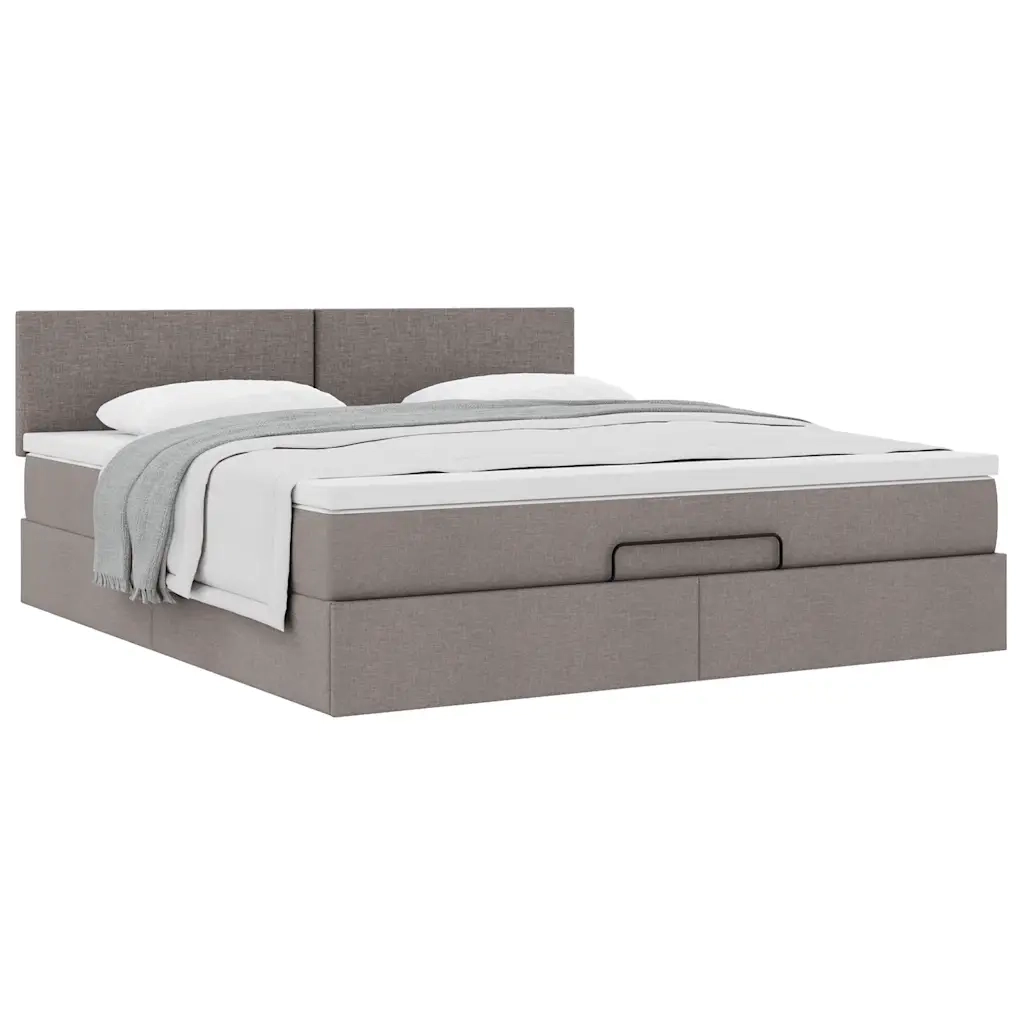 vidaXL Struttura Letto Pouf con Materasso Tortora 160x200cm in Tessuto
