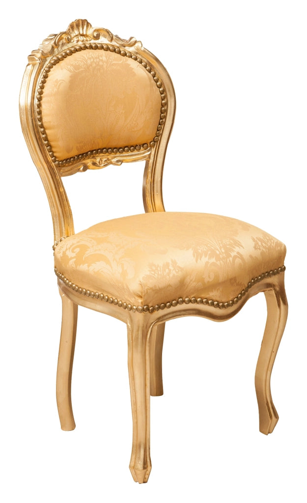 Biscottini Sedia stile francese Luigi XVI in legno massello di faggio ORO/ORO poltroncina