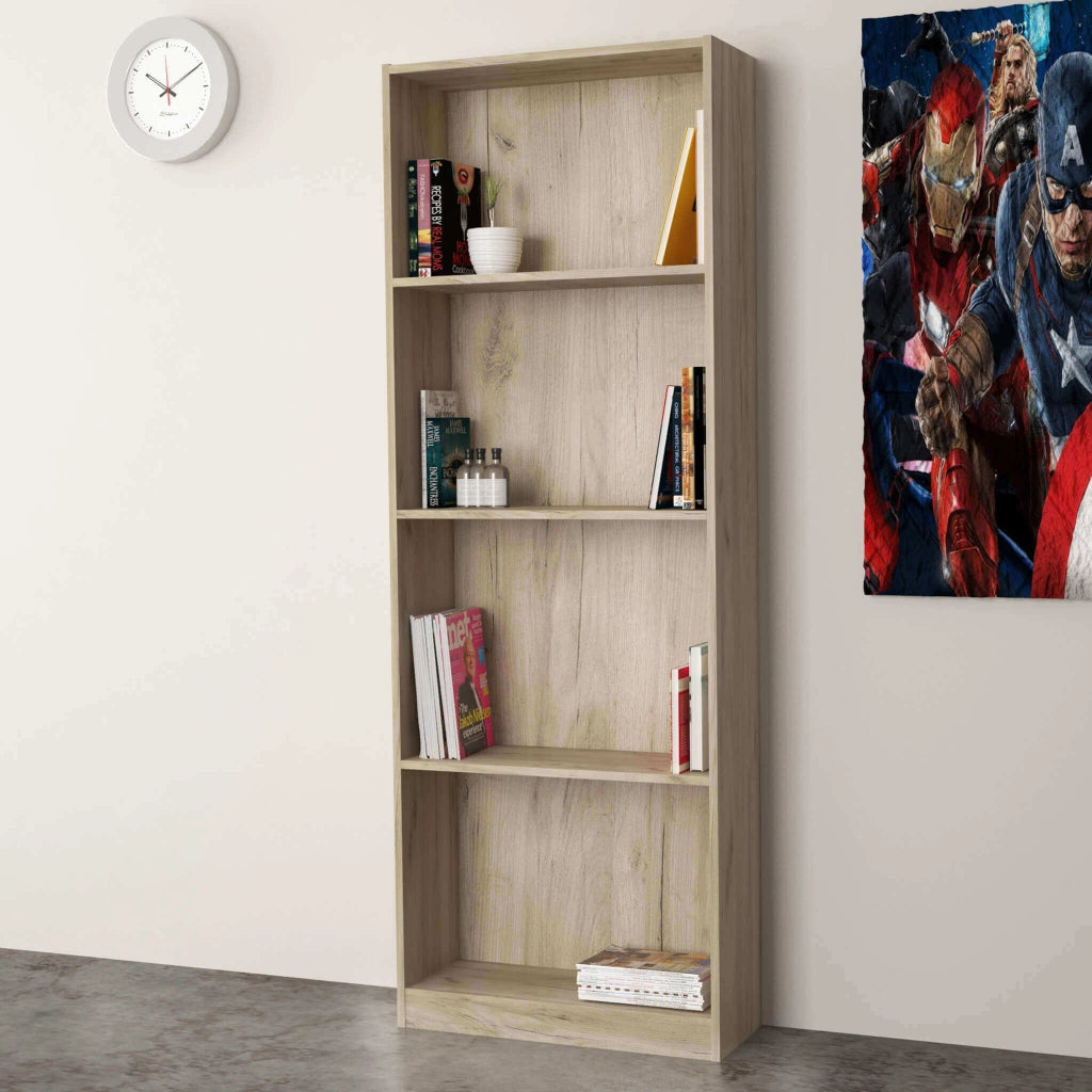 LIBRERIA LINE CON 4 RIPIANI IN DESIGN MODERNO OLMO