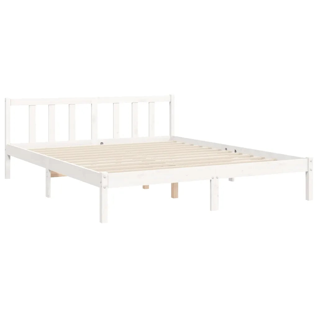 Giroletto senza Materasso-Struttura Letto Bianco 160x200 cm Legno Massello Pino 656739
