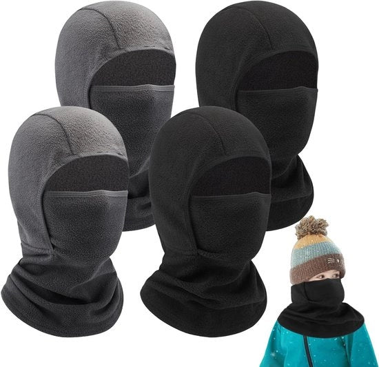 Bivacco invernale Allettante Plus: Maschera facciale impermeabile al vento per bambini - Set da 4 pezzi - Sci e arrampicata - Nero