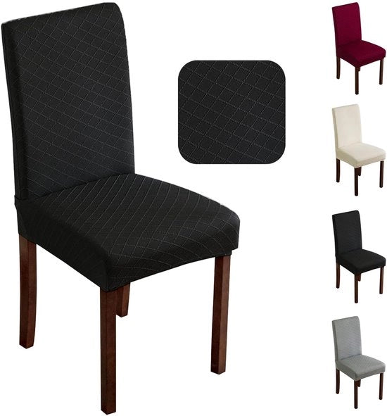 Set di sostegni per sedie da 4 - universale - stoffa a rete jacquard - nero - lavabile