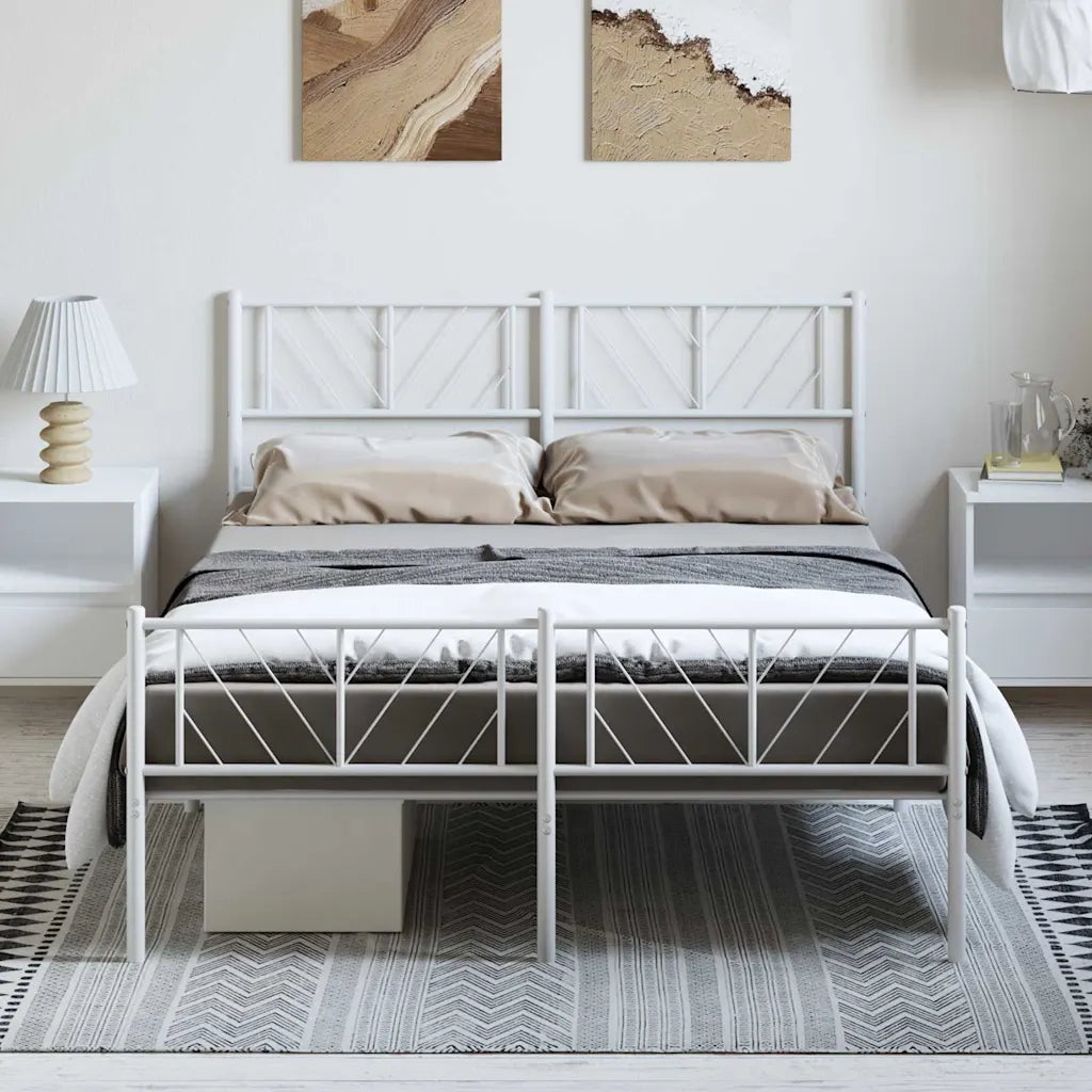 Giroletto con Testiera e Pediera Metallo Bianco 150x200 cm
