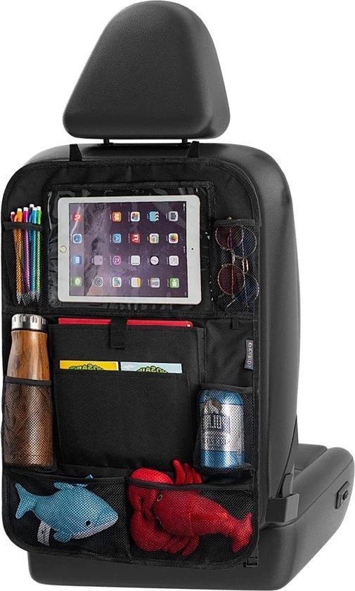 Organizzatore di sedile per auto con tavolino - Organizzatore multifunzionale di sedile posteriore per iPad, bevande, giocattoli ecc. - Protezione per sedile per bambini con organizzatore di sedile posteriore e protezione per schienale di sedile per auto