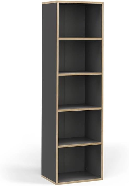 Libreria Tetrix, Bianco, 40 x 140 cm con 5 scomparti, per la conservazione di libri e decorazioni