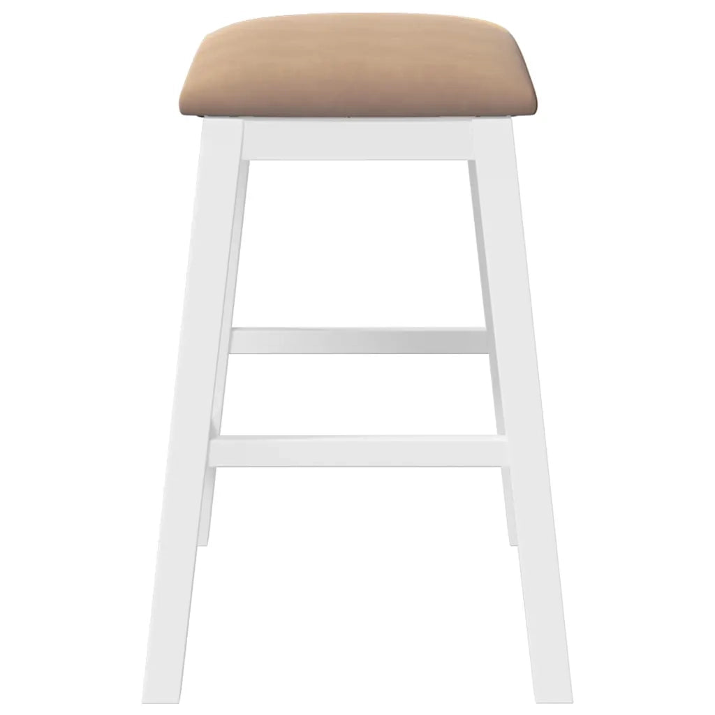 Sedie da Bar con Cuscini 2 pz Bianco Legno Massello di Hevea 4102583