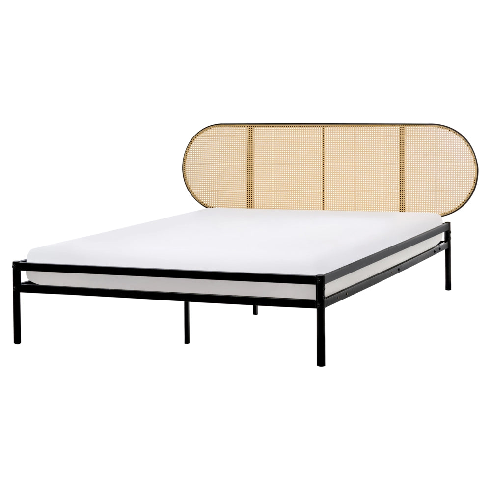 Letto matrimoniale imbottito in tessuto nero 160 x 200 cm rete a doghe gambe in legno moderno