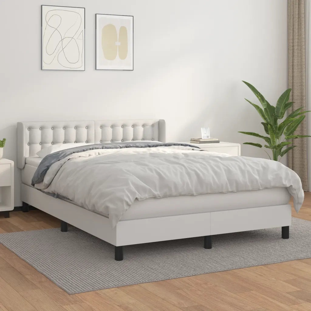 Giroletto a Molle con Materasso Bianco 140x200 cm in Similpelle 3130782