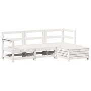 Set Salotto da Giardino 4 pz | Set di Mobili da Esterno Bianco in Legno Massello di Pino