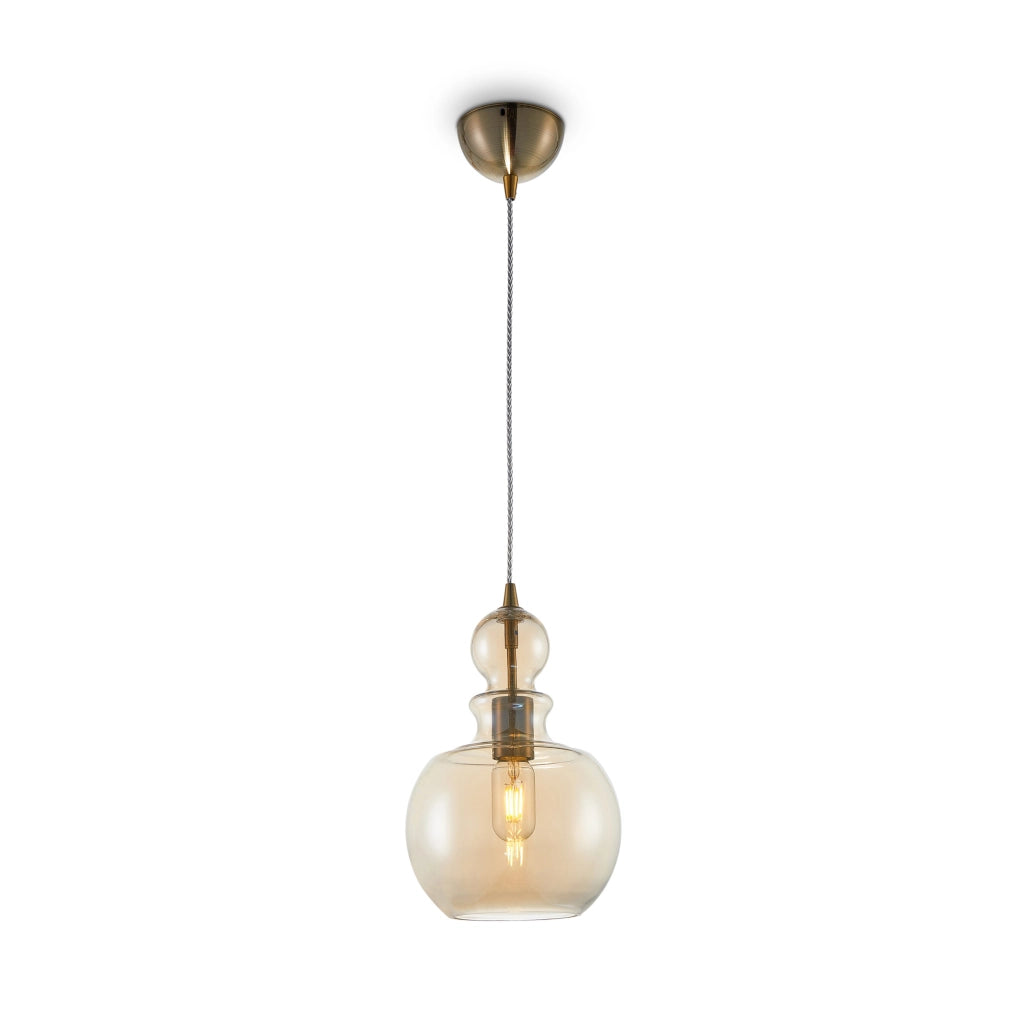 Maytoni Sospensione Vintage Tone 1 luce E27 bronzo metallo diffusore vetro ambra