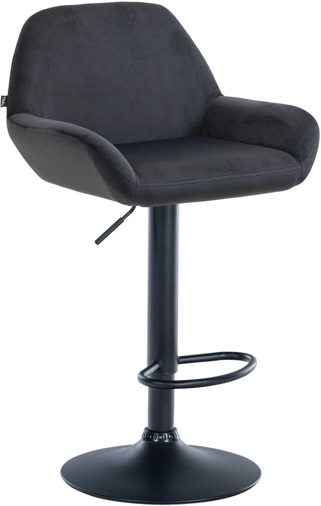 Sgabello Braga in velluto nero,nero