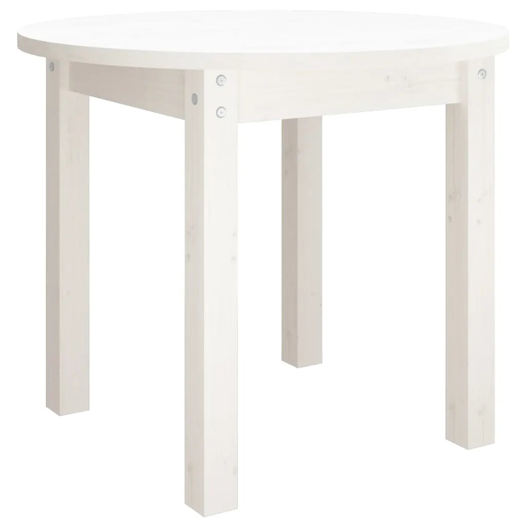 Tavolino da Salotto Bianco Ø 55x45 cm in Legno Massello di Pino 822328