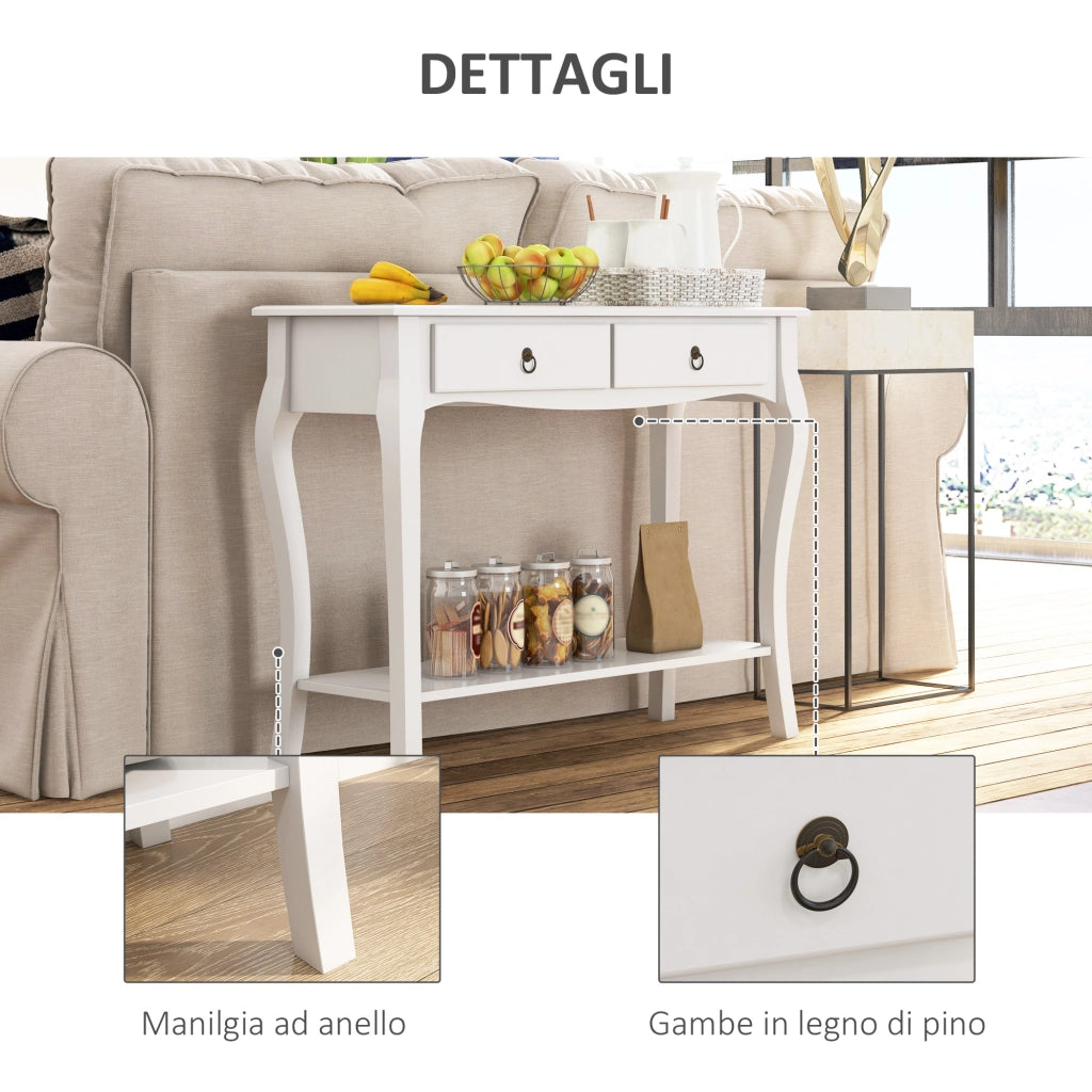 Consolle da Ingresso con Cassetti ¨C zephmum ¨C Bianco Legno 100x33x75cm