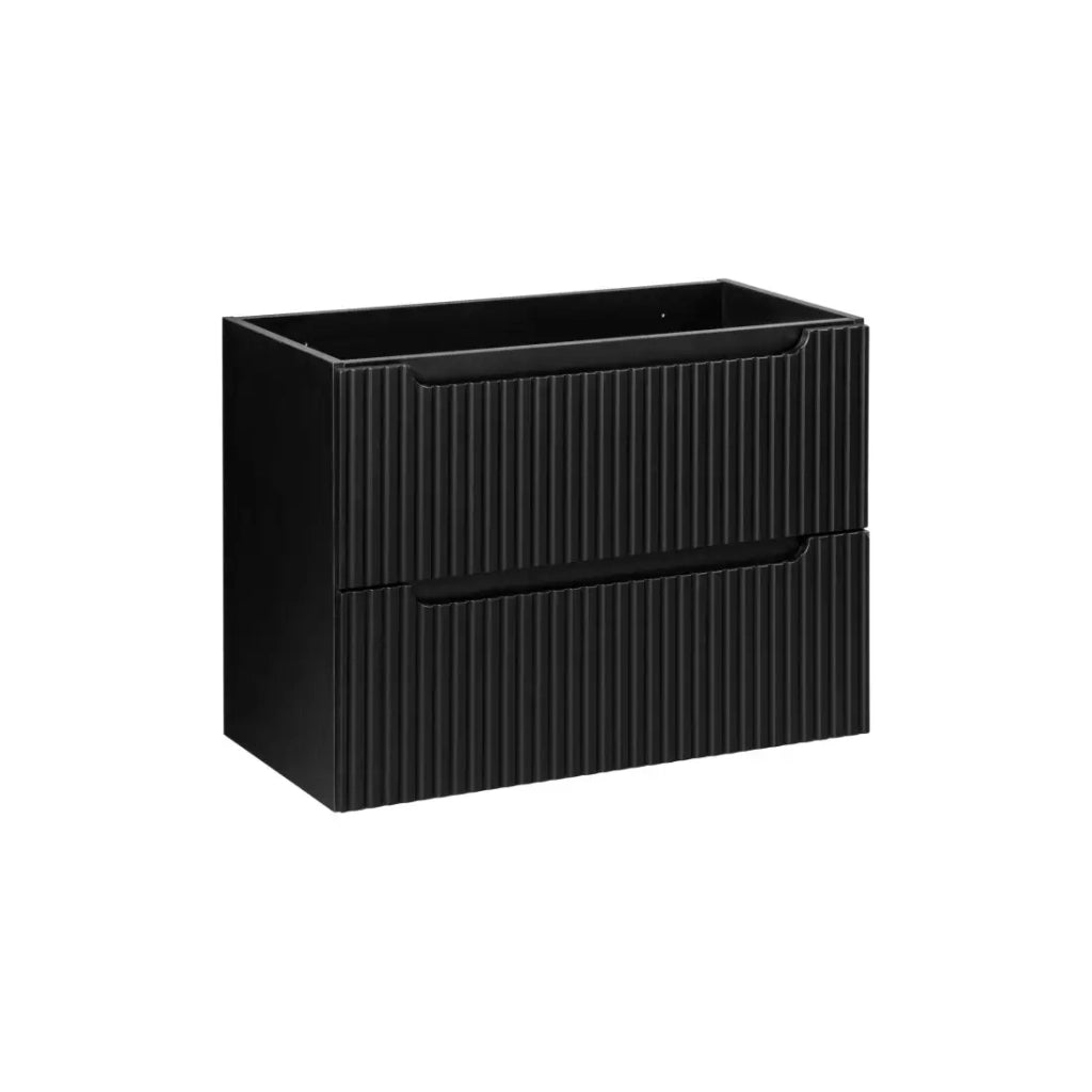 Mobile sotto lavabo da bagno VANO – 2 cassetti – Nero opaco – L80 × P39 × H57 cm – Da appendere