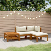Set Divani da Giardino 4 pz con Cuscini Crema in Legno Acacia 3086925