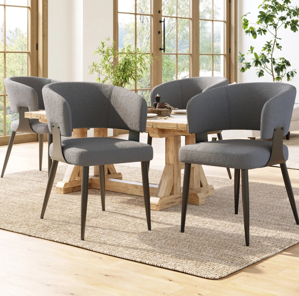 Sedia da pranzo 59x46.5x81.5 cm ergonomica in flanella e metallo grigio