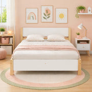 LETTO Matrimoniale 140x200 cm Bianco e Naturale in legno e MDF