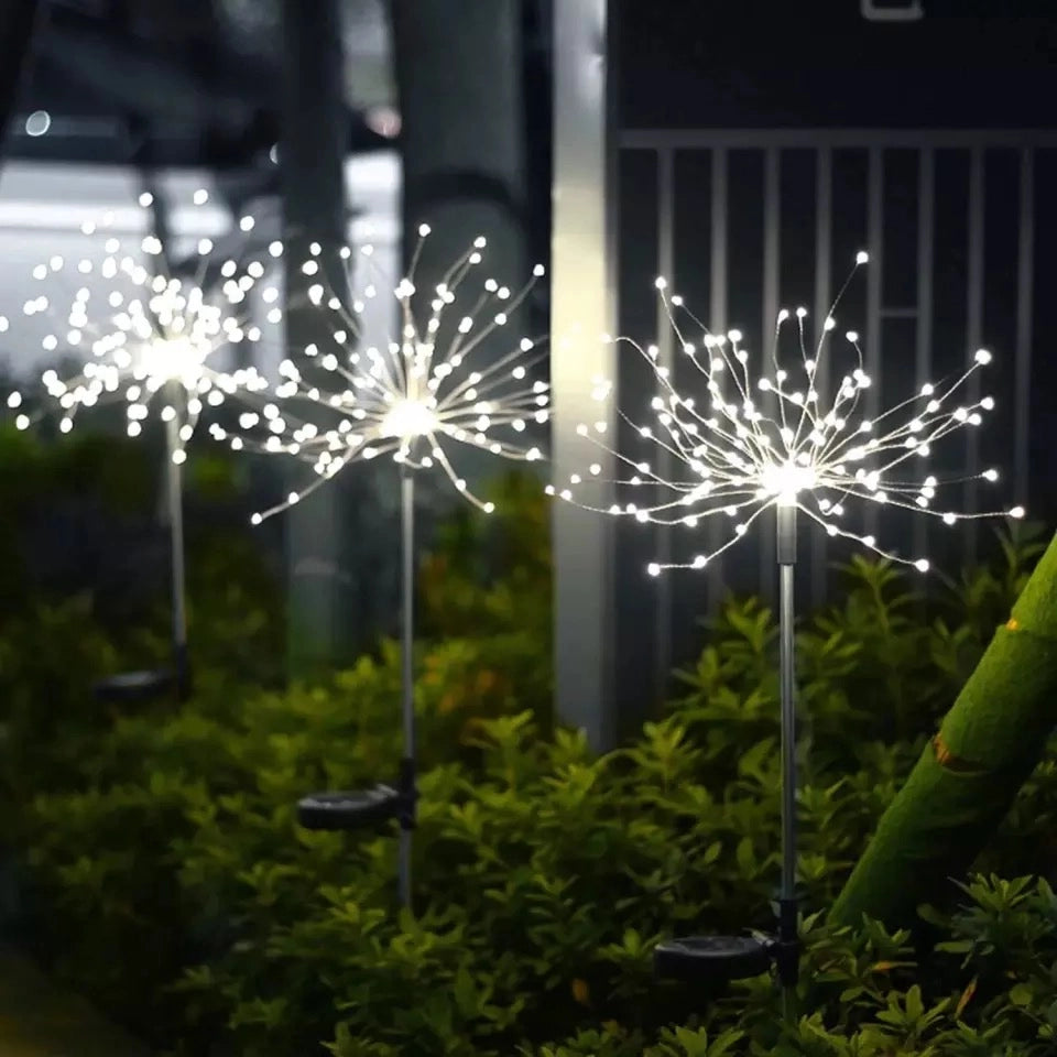 Luci natalizie energia solare Fuochi d'artificio 80 Led Luce Fredda telecomando