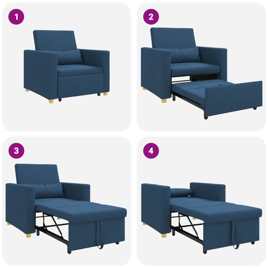 Divano letto | Sof¨¤ letto | Letto singolo estraibile singolo Blu 90 x 165 x 87 cm Tessuto