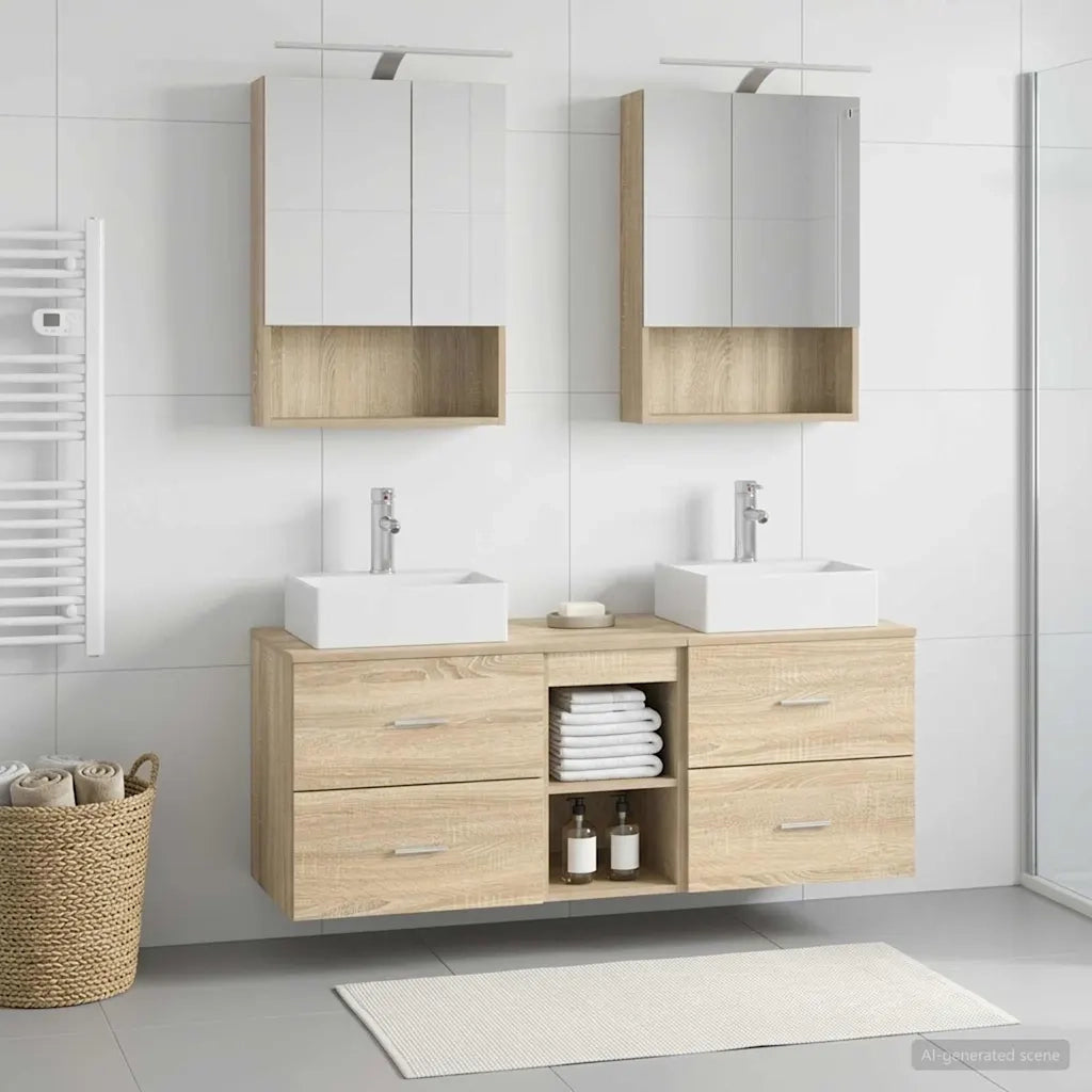 Set di mobili per il bagno 5 pcs Rovere Sonoma 3406801