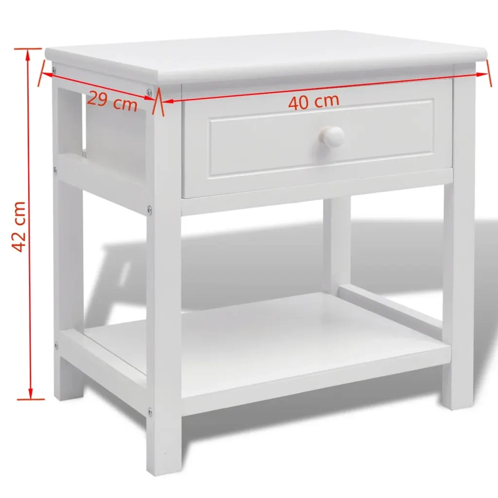 Comodini 2 pezzi-Set di 2 Tavolino da notte Bianchi in Legno