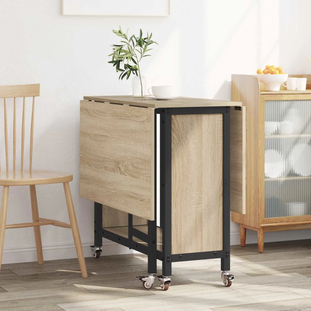 Tavolo da pranzo pieghevole con ruote 130 x 80 x 76,5 cm