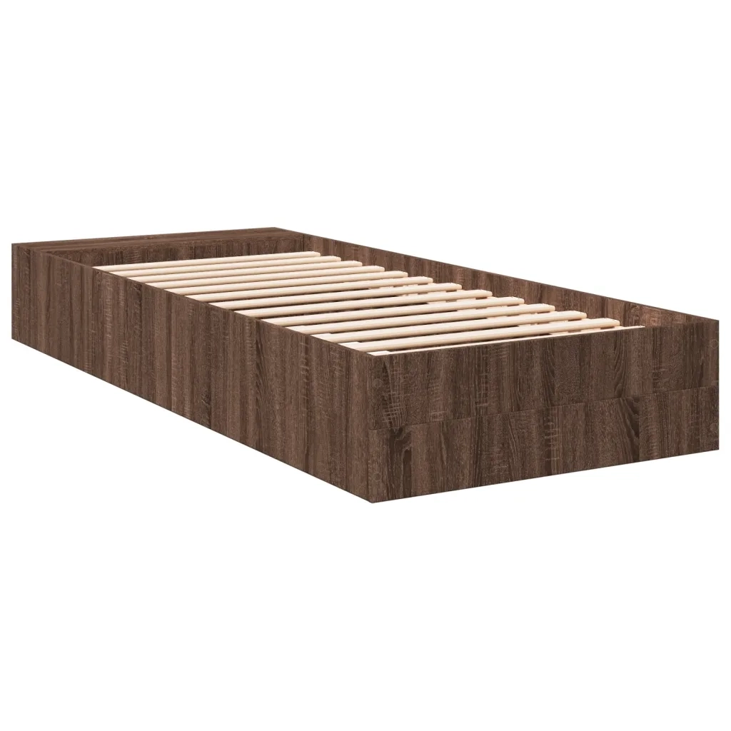 Letto singolo | Letto per adulti | Giroletto Rovere Marrone 90x200 cm in Legno Multistrato