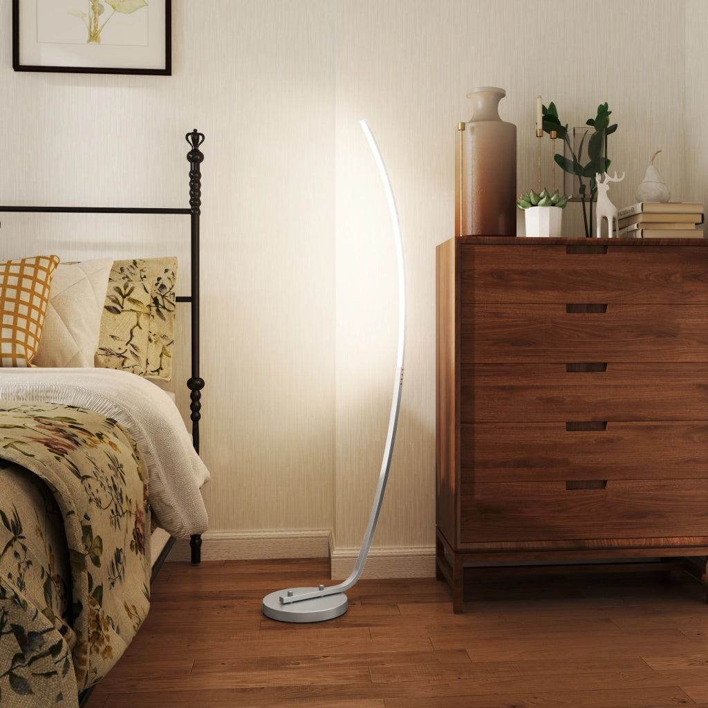 Lampada da terra LED moderna ¨C zephmum ¨C argento, 3 livelli luminosit¨¤