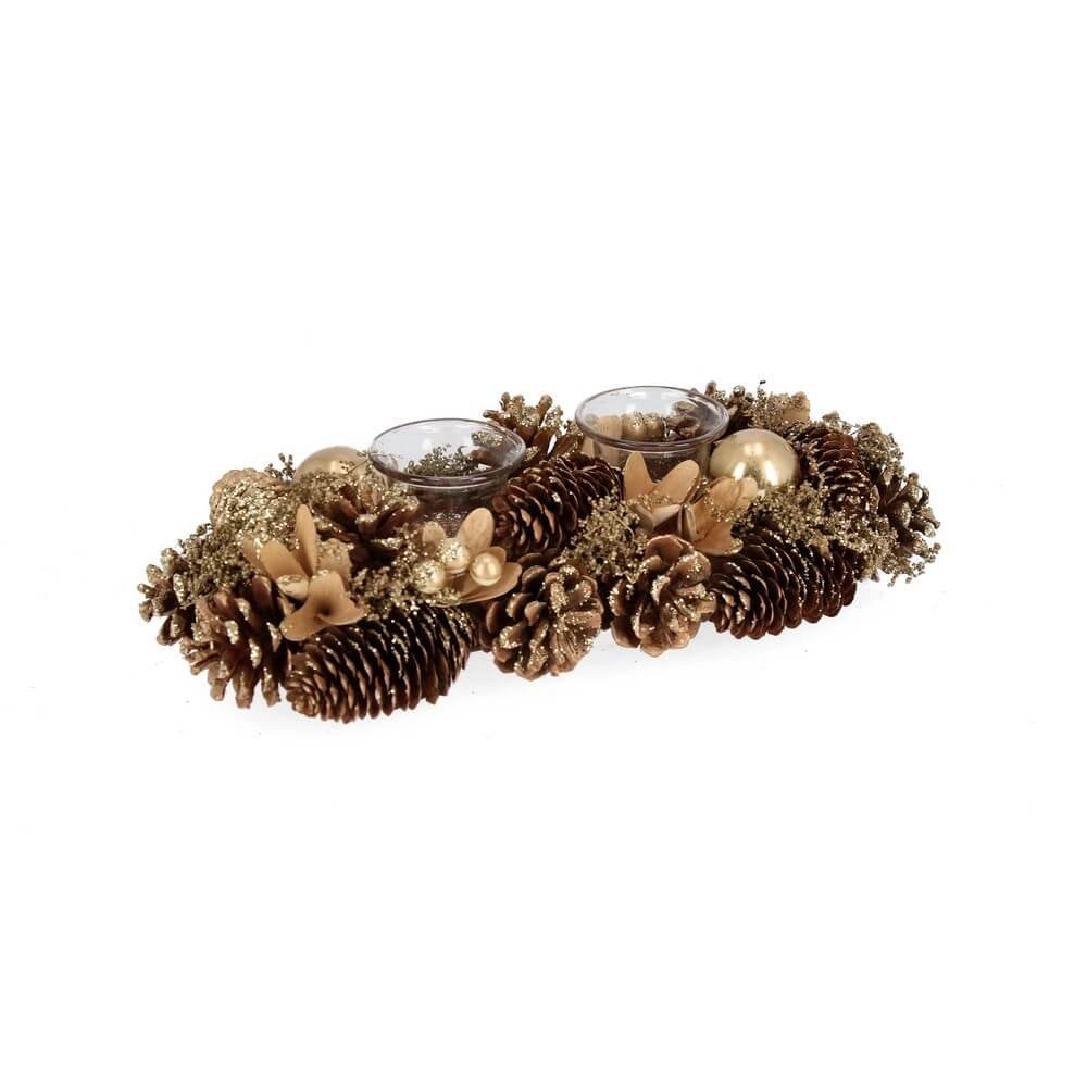 Portacandele a 2 Pezzi Lilibeth Rettangolare Oro (6 Pezzi)
