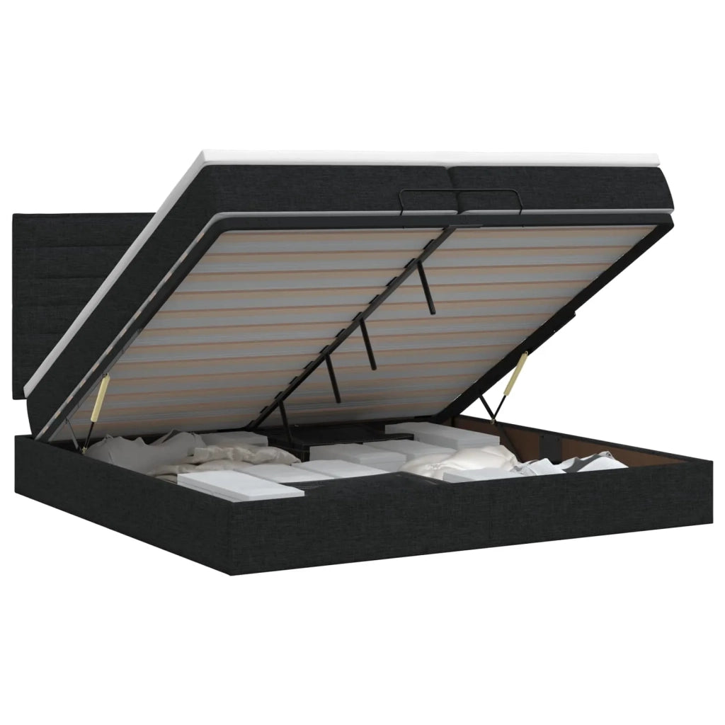 Letto ottomano con materasso Nero 200 x 200 cm Tessuto 3457434