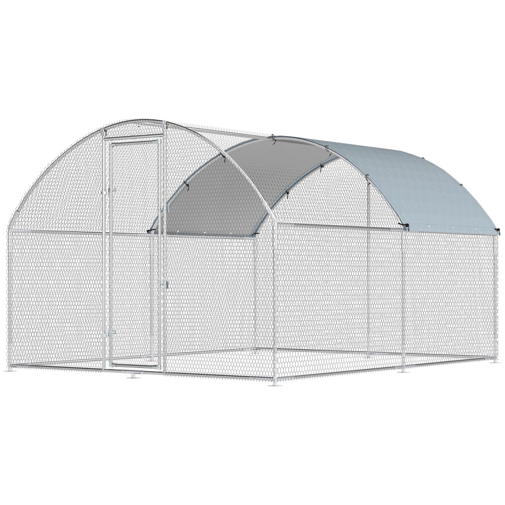 Pollaio per Galline da Giardino ¨C zephmum ¨C Acciaio Zincato Argento 2.8x3.4x1.9 m