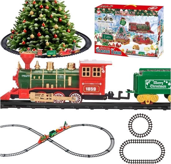 Treno elettrico di Natale - Treno di Natale elettrico - Treno intorno all'albero di Natale - Decorazione di Natale a vapore - Treno di Natale giocattolo - Treno di Natale con luce e suono - Decorazione di Natale - Accessori del villaggio di Natale
